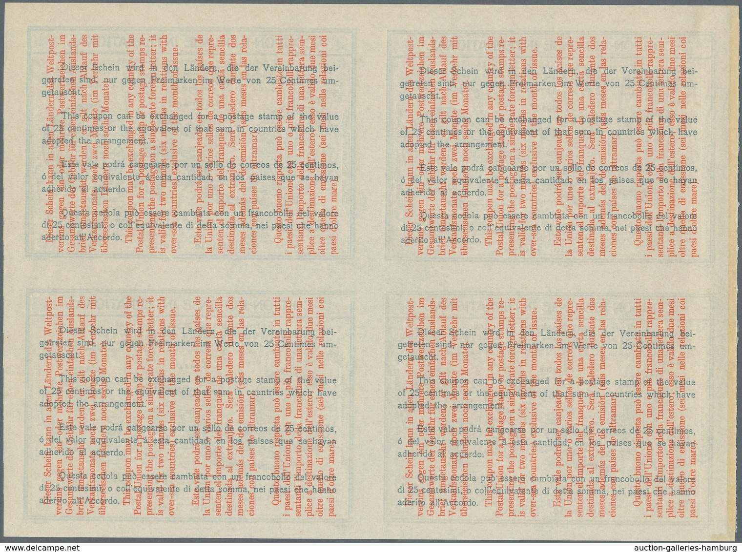 Litauen - Ganzsachen: Design "Madrid" 1920 International Reply Coupon As Block Of Four 1 Litas Lietu - Litauen