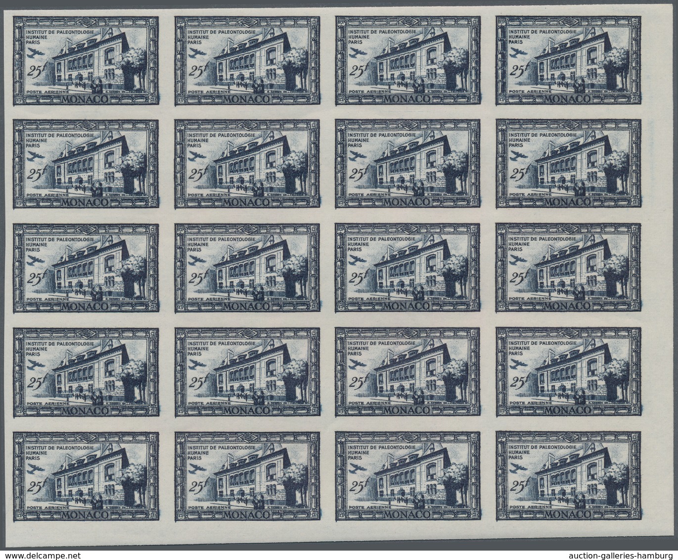 Monaco: 1949, 100th birthday of Prince Albert I. complete set of six airmail stamps in IMPERFORATE b