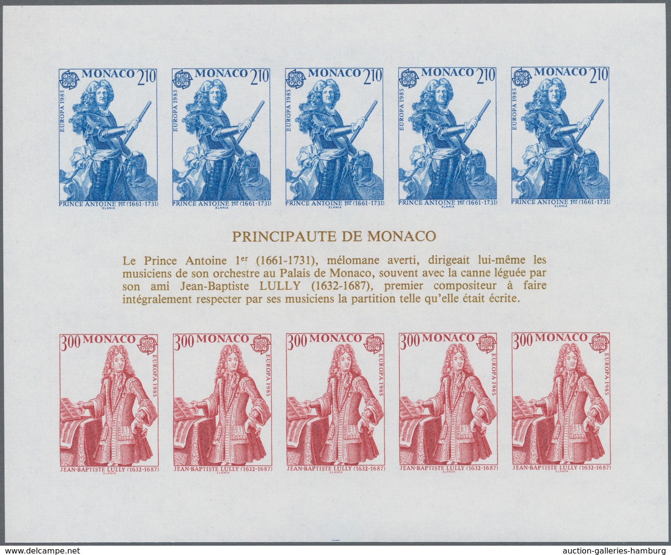 Monaco: 1985, Europa-CEPT ‚European Year Of Music‘ IMPERFORATE Miniature Sheet, Mint Never Hinged An - Unused Stamps