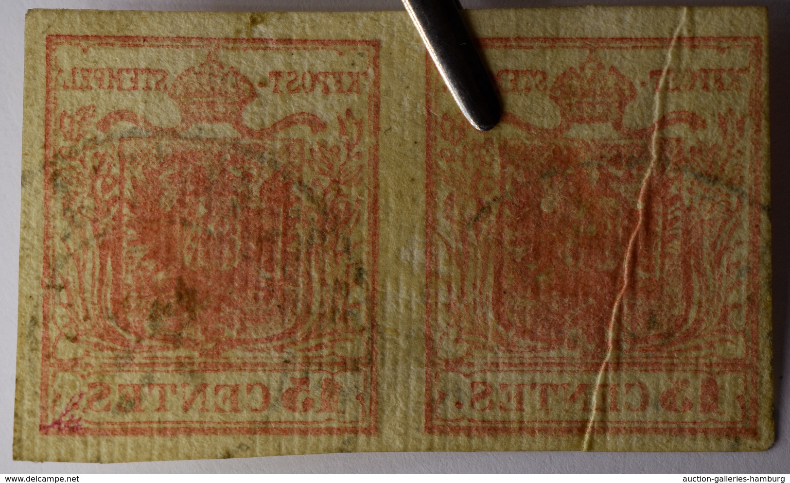 Österreich: 1850, 6 Kreuzer rötlichbraun auf Handpapier, Type Ib, auf kompletter Retour-Recepisse vo