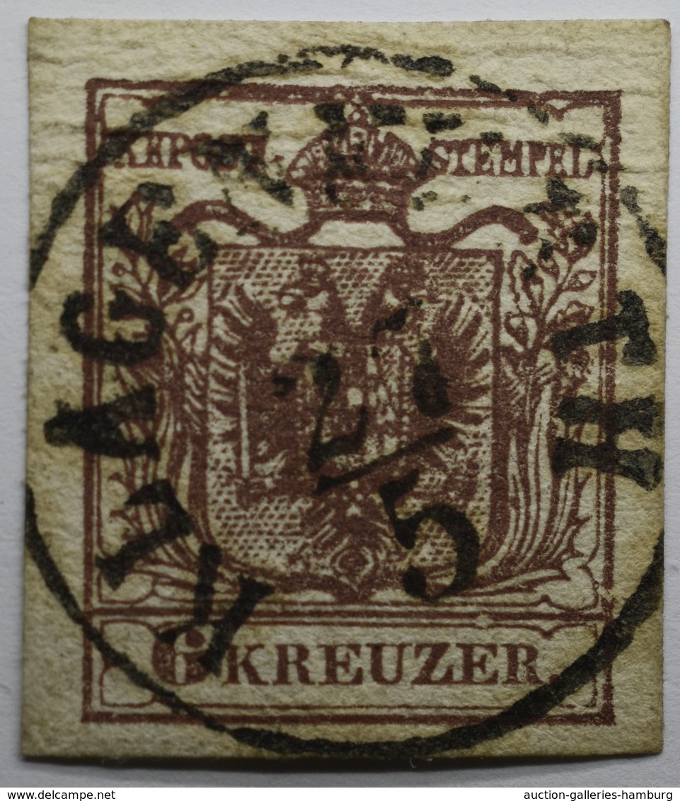 Österreich: 1850, 6 Kreuzer rötlichbraun auf Handpapier, Type Ib, auf kompletter Retour-Recepisse vo