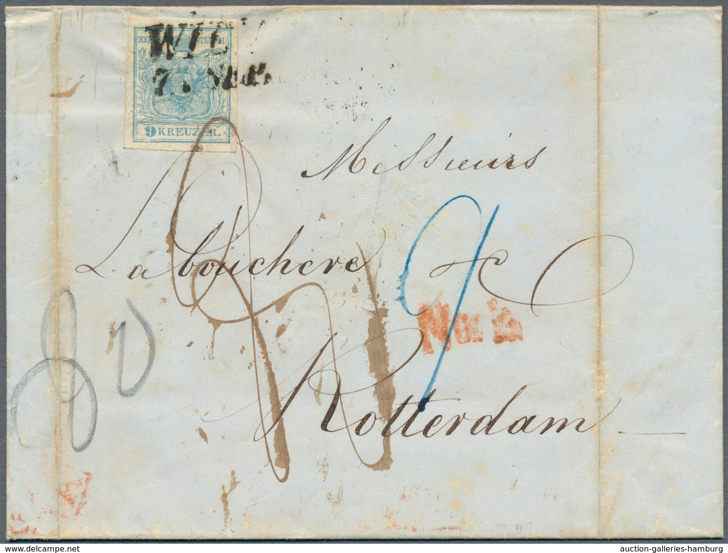 Österreich: 1850/1851, TEILFRANKO, Zwei Faltbriefe Aus Einer Korrespondenz Von Wien Nach Rotterdam, - Used Stamps