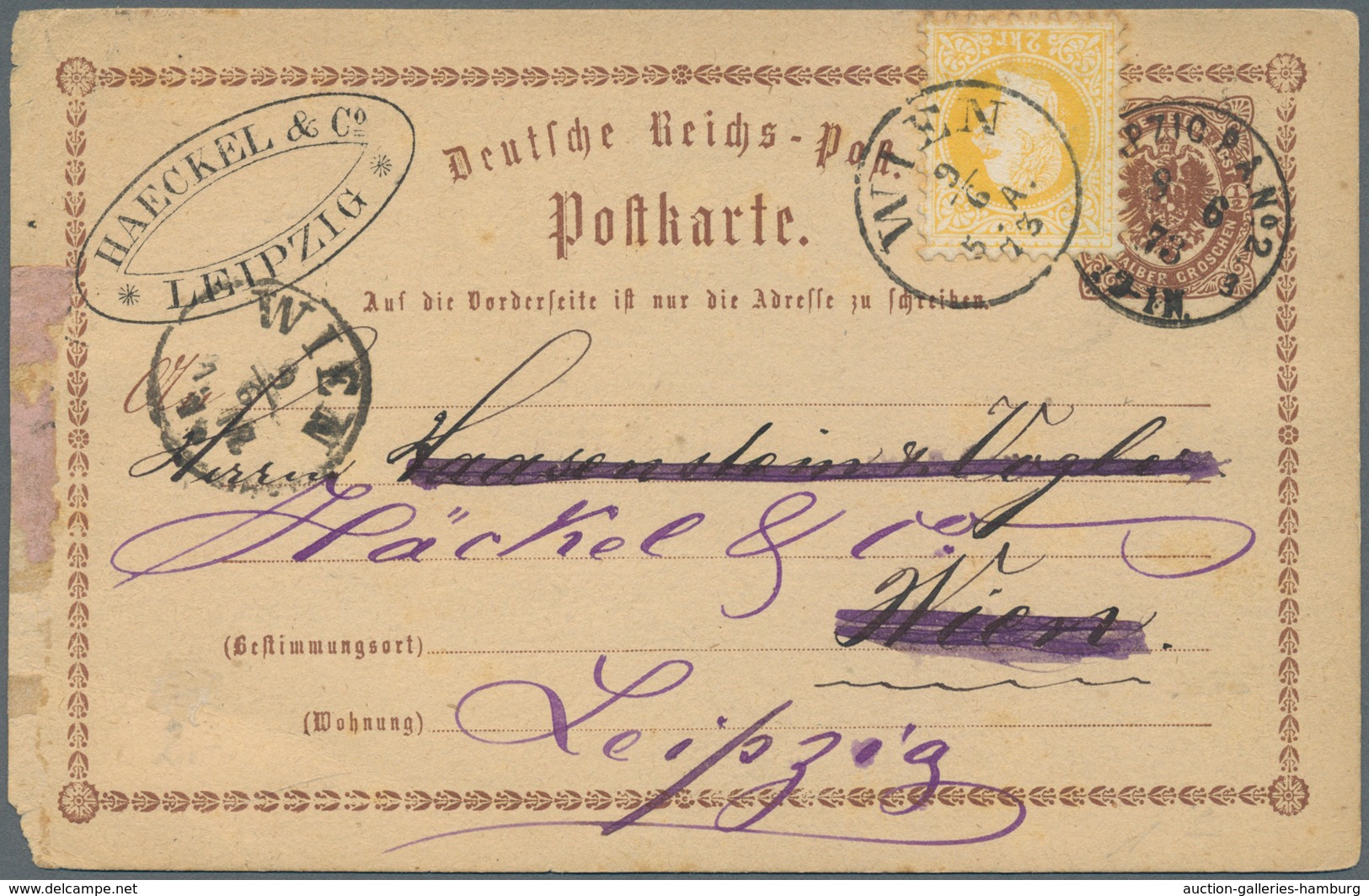 Österreich: 1873, 2 Kr Gelb Als Rücksende-Frankatur Auf Deutscher Ganzsache, Zunächst Gelaufen Von L - Used Stamps