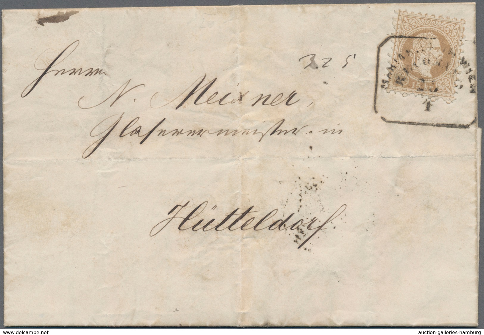 Österreich: 1869, 15 Kr Gelbbraun Franz-Josef, Grober Druck, Entwertet Mit Rahmenstempel MARIAHILF I - Used Stamps