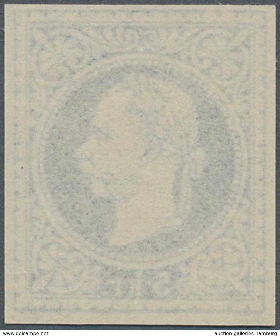 Österreich: 1867, Franz Joseph 5 Kr. UNGEZÄHNTER PROBEDRUCK In Blau Statt Rot Auf Dünnem Papier, Far - Used Stamps