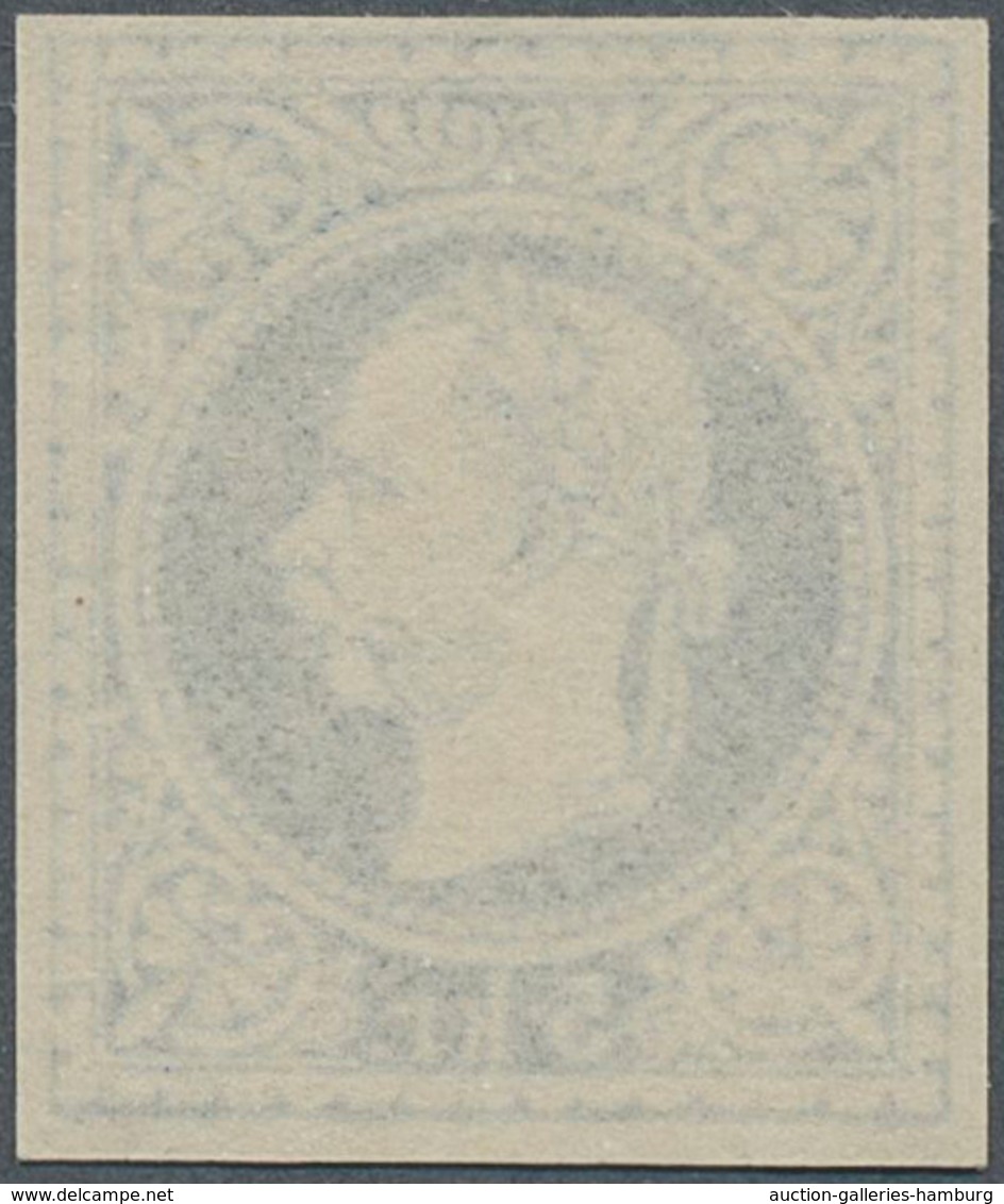 Österreich: 1867, Franz Joseph 5 Kr. UNGEZÄHNTER PROBEDRUCK In Blau Statt Rot Auf Dünnem Papier, Far - Gebraucht