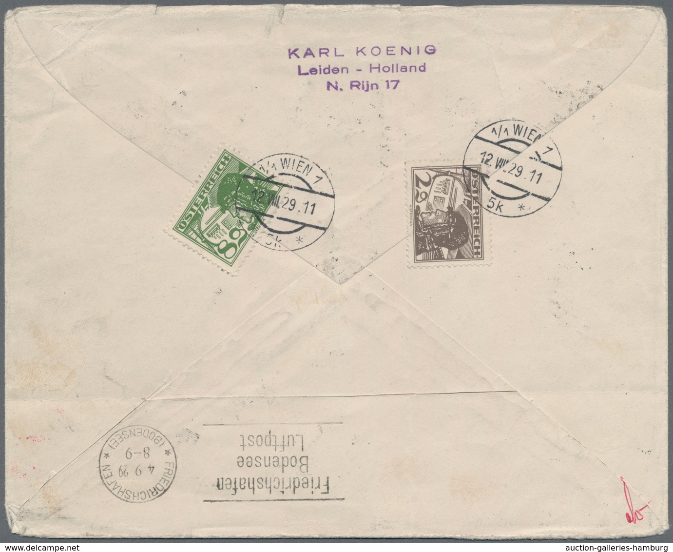 Österreich: 1929, Flugpost, Attraktive Frankatur Von 22 Werten Vs. Und Rs. Auf Zeppelinbrief Der Wel - Used Stamps