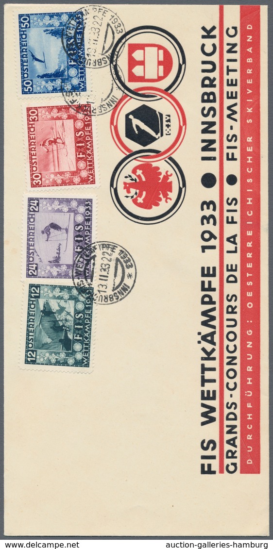 Österreich: 1933, FIS-Wettkämpfe 1933 Kpl. Auf Offiziellem Schmuckumschlag Von Den Wettkämpfen Mit E - Used Stamps