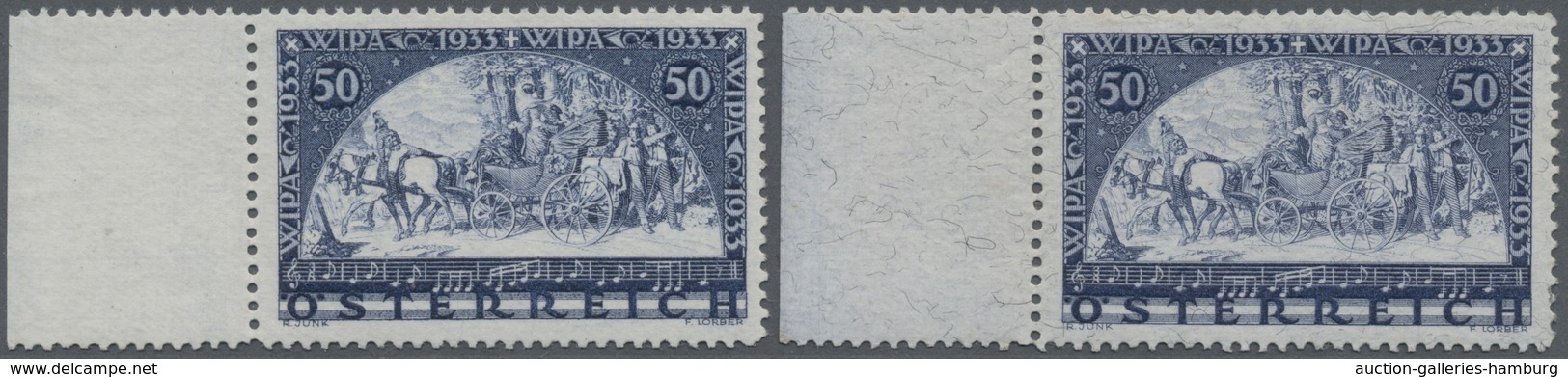 Österreich: 1933, Wipa, Normales Und Faserpapier, Zwei Werte Je Vom Linken Bogenrand, Postfrisch, Un - Used Stamps