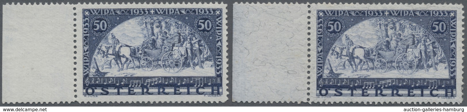 Österreich: 1933, Wipa, Normales Und Faserpapier, Zwei Werte Je Vom Linken Bogenrand, Postfrisch, Un - Gebraucht
