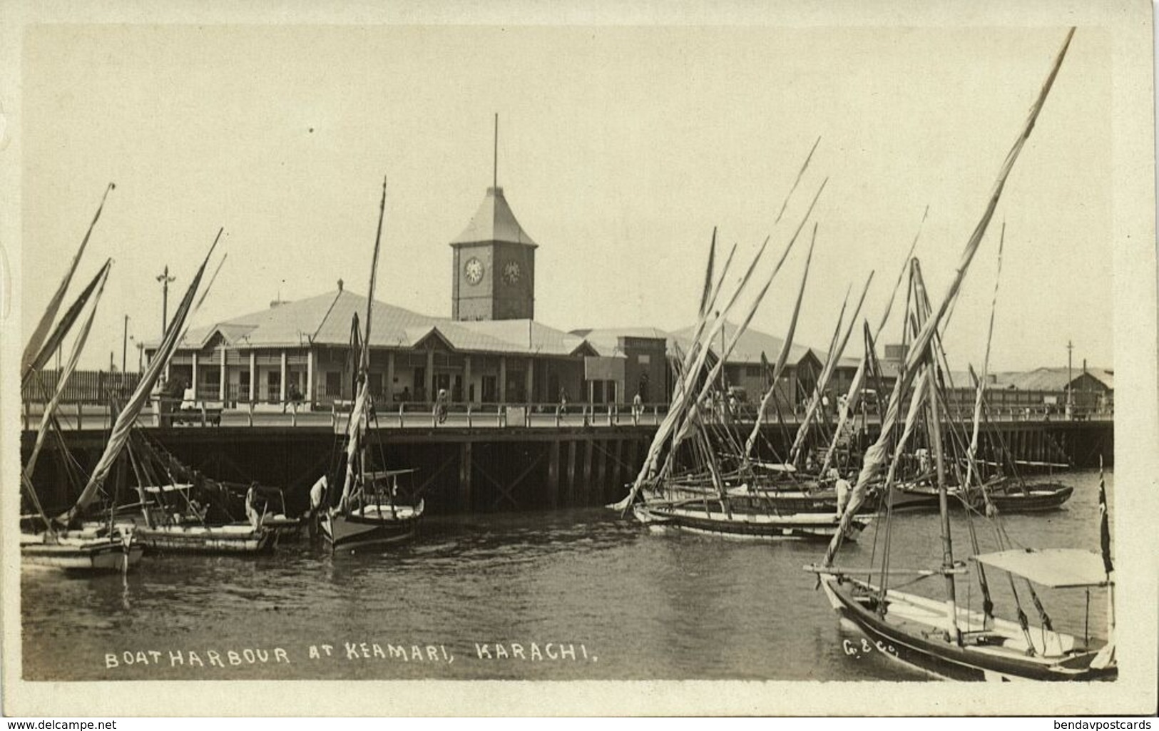 Pakistan, KARACHI, Kemari, Boat Harbour (1920s) RPPC Postcard - Pakistan