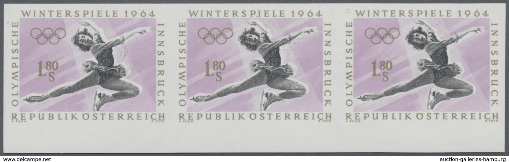 Österreich: 1963, Winterspiele Innsbruck '64, 1.80 Sch. Eiskunstlauf Im Ungezähnten Waagerechten Unt - Used Stamps