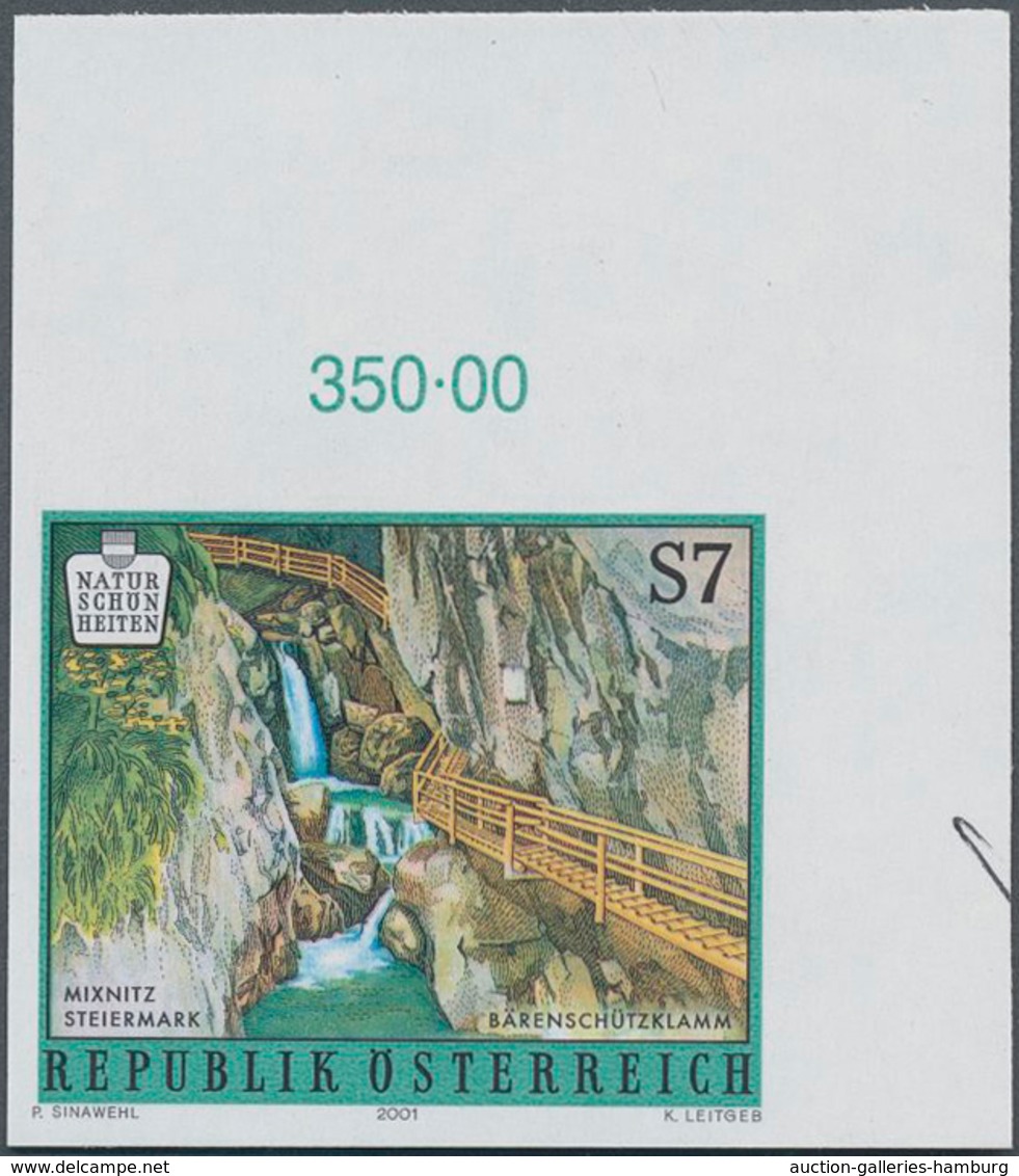 Österreich: 2001, 7 S Öster. Naturschönheiten Bärenschützklamm UNGEZÄHNT Vom Oberen Rechten Eckrand - Used Stamps