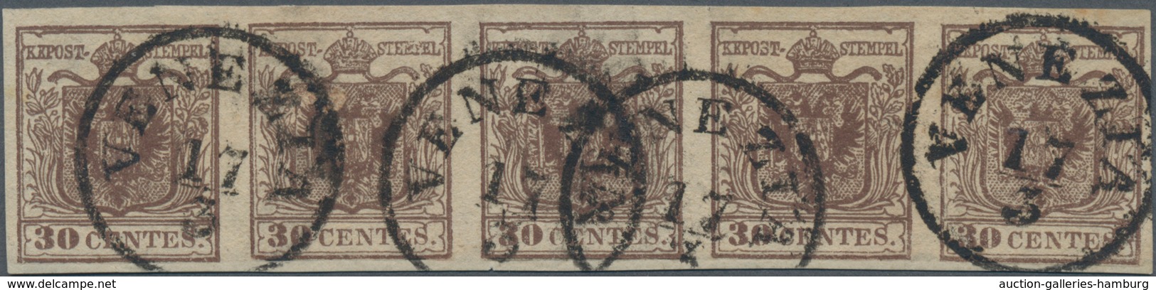 Österreich - Lombardei Und Venetien: 1850, 30 Centes Dunkelbraun Type I Handpapier Im Waagrechten Fü - Lombardo-Venetien