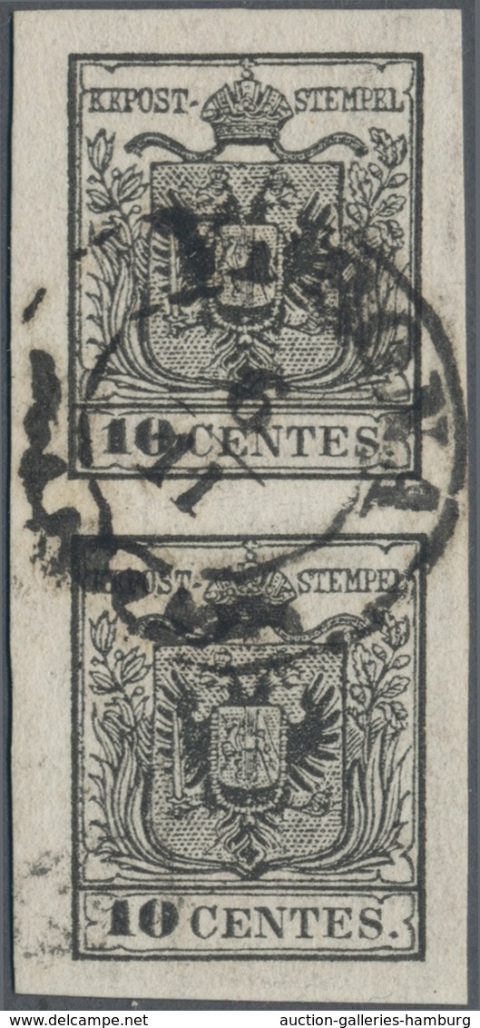 Österreich - Lombardei Und Venetien: 1854/1857, 10 C. Schwarz, Maschinenpapier, Farbfrisches Und Ext - Lombardy-Venetia