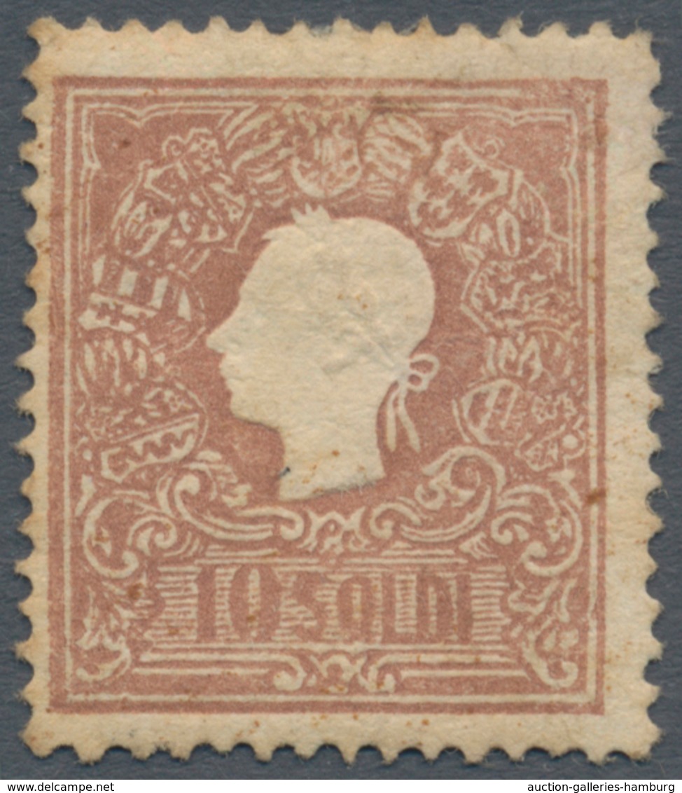 Österreich - Lombardei Und Venetien: 1859, 10 So Lilabraun, Type II, Ungebraucht Mit Vollem Original - Lombardo-Venetien