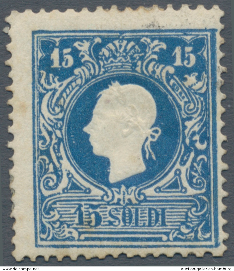 Österreich - Lombardei Und Venetien: 1859, 15 So Blau, Type II, Ungebraucht Mit Originalgummi, Farbf - Lombardo-Venetien