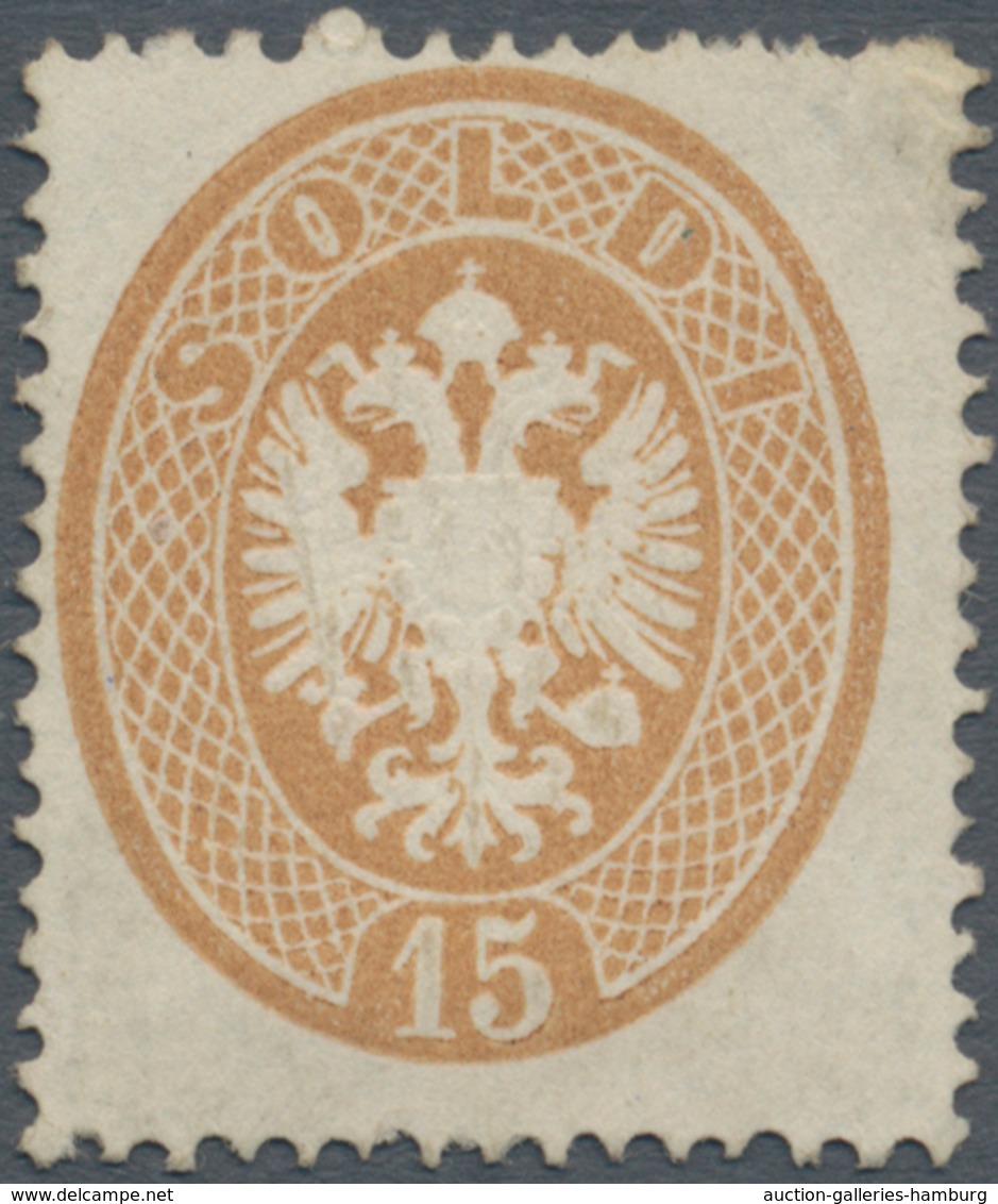 Österreich - Lombardei Und Venetien: 1863, 15 Soldi Braun Ungebraucht Ohne Gummi, Obere Rechte Ecke - Lombardy-Venetia