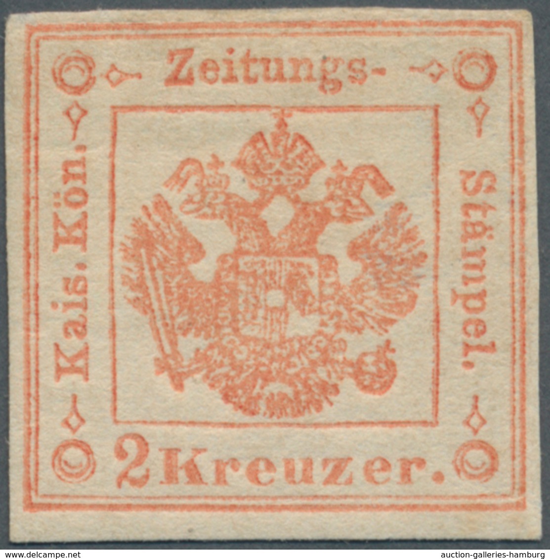 Österreich - Lombardei Und Venetien - Zeitungsstempelmarken: 1858, 2 Kr Mattrot, Allseits Vollrandig - Lombardy-Venetia