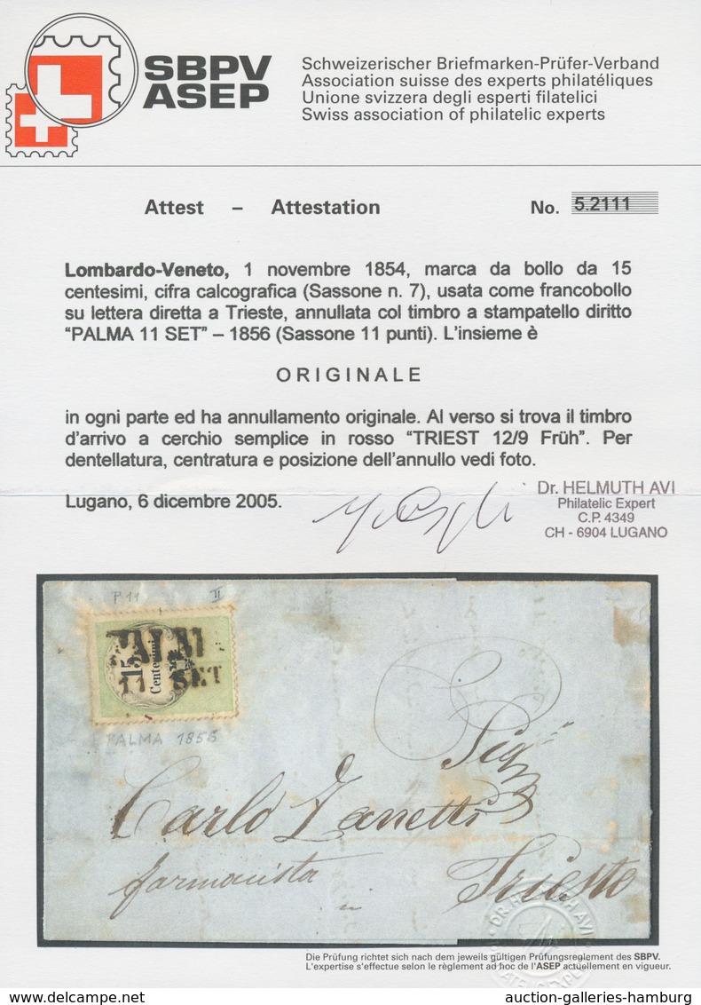 Österreich - Lombardei Und Venetien - Stempel: 1856, 15 C Grün/schwarz, Gut Gezähnt, Entwertet Mit L - Lombardy-Venetia