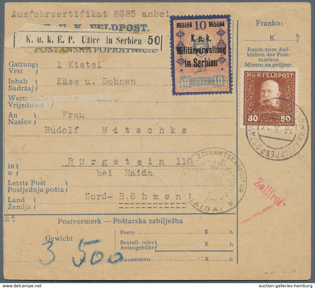 Österreichisch-Ungarische Feldpost - Serbien: 1917 (21.10.), Postbegleitadresse Frankiert Mit Franz - Other & Unclassified