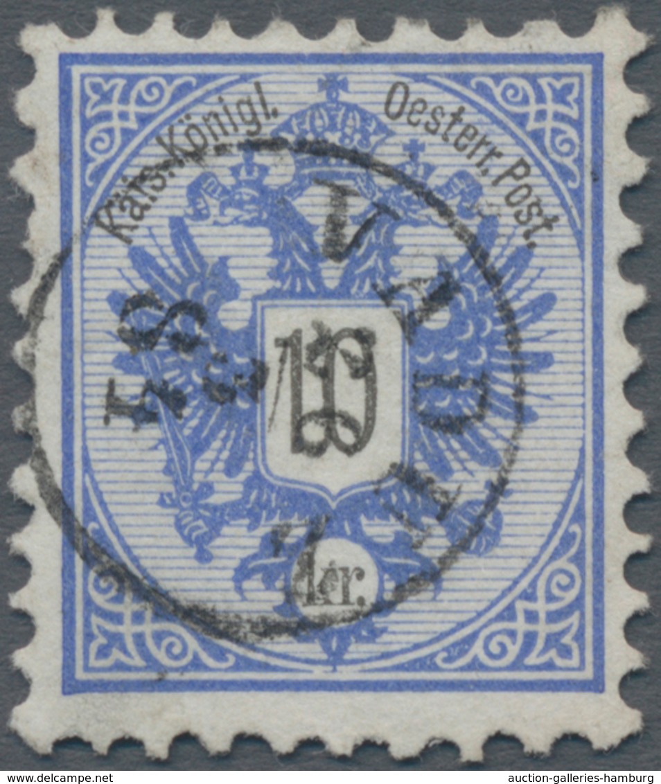 Österreich - Verwendung In Liechtenstein: 1883, 10 Kr. Blau Doppeladler, Gez. 9 1/2, Kab.stück, Tief - Other & Unclassified