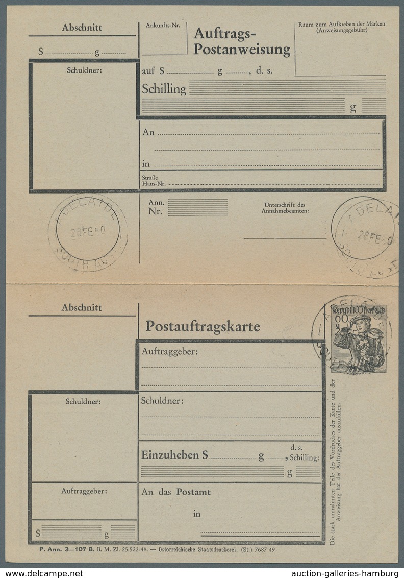 Österreich - Ganzsachen: 1950/51, Trachten Korrespondenzkarte 30 Gr. Violett, Postauftragskarte 60 G - Other & Unclassified
