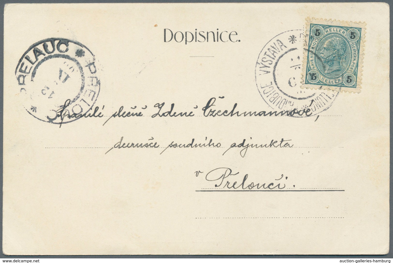 Österreich - Sonderstempel: 1903 (9. Bis 15.8.), Vier Verschiedene Ausstellungskarten (Lesnicky Pavi - Maschinenstempel (EMA)