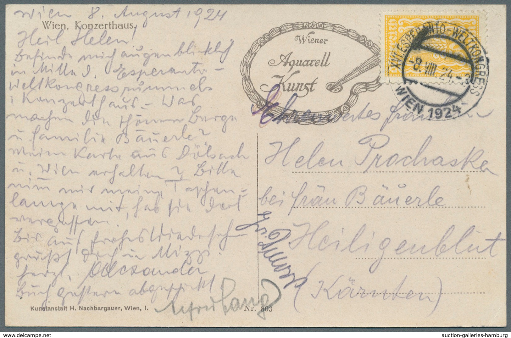 Österreich - Sonderstempel: 1924 (7./8.8.), Zwei Ansichtskarten Mit Einzelfrankatur 500 Kr. Gelb Nac - Maschinenstempel (EMA)