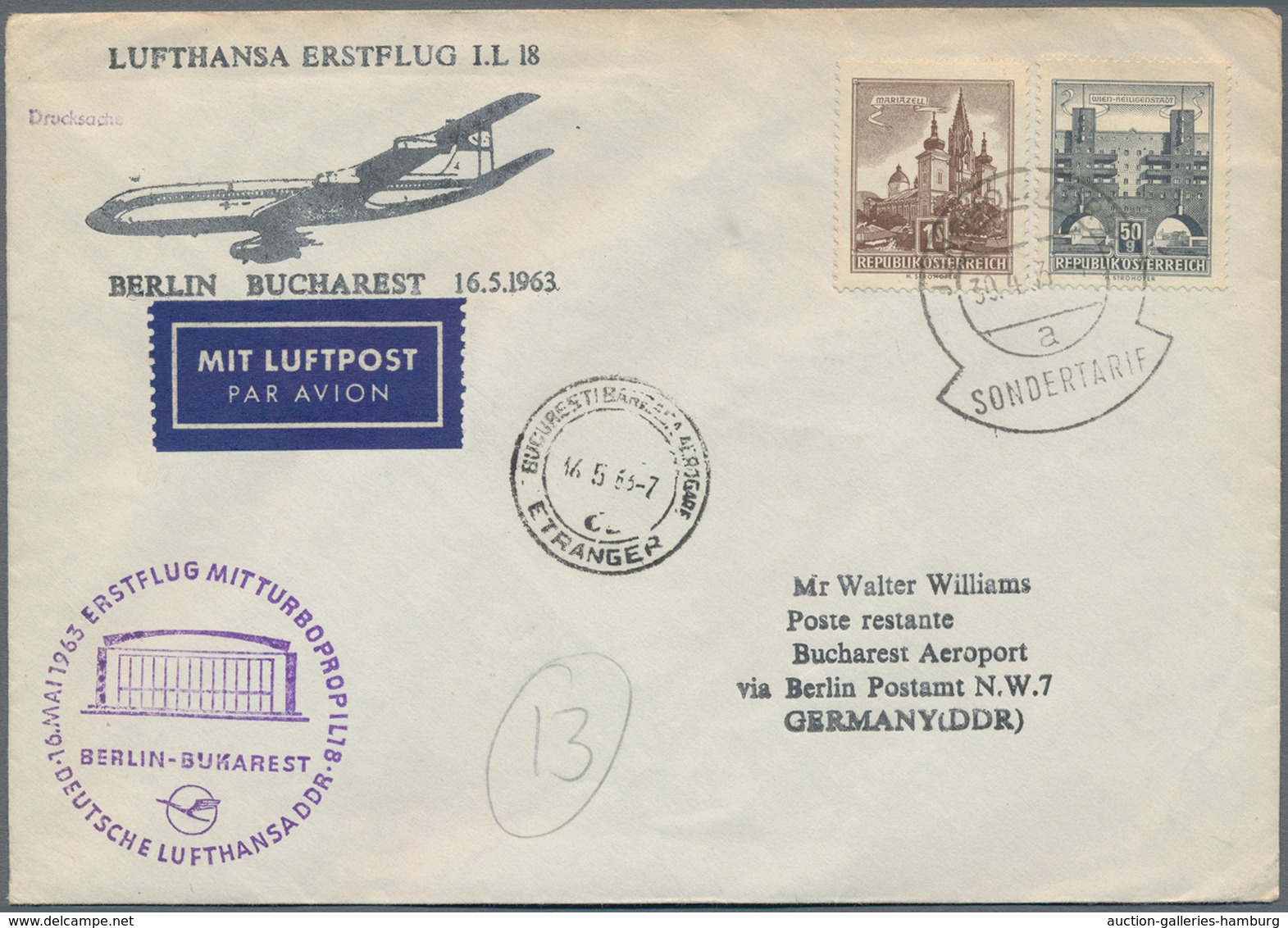 Österreich - Besonderheiten: 1962/1966, 5 Luftpost-Briefe aus Hirschegg und Jungholz (Zolllanschlußg