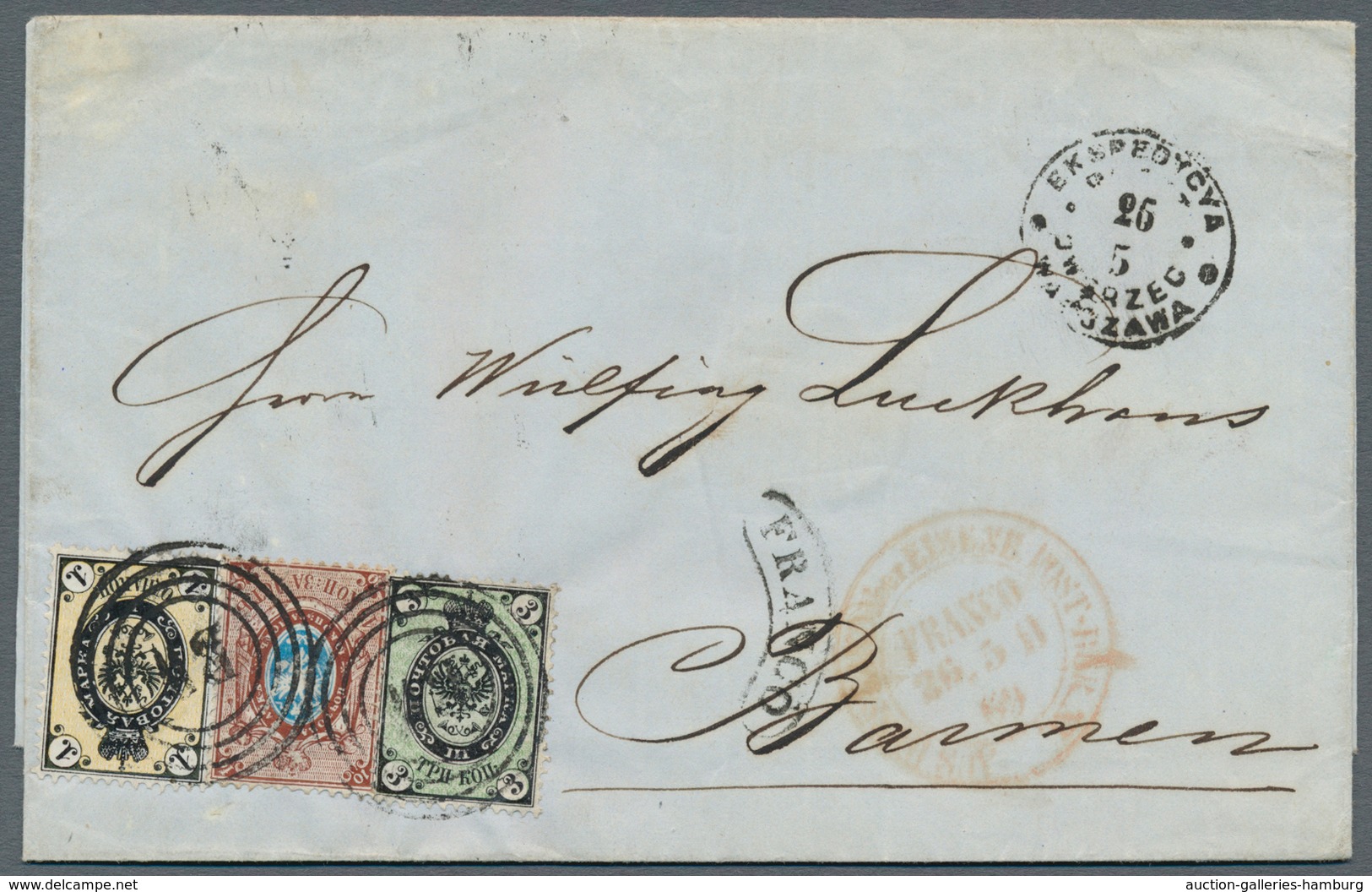 Polen - Russische Periode: 1869, 1kop. Black/yellow, 3kop. Black/green And 10kop. Brown/blue, 14kop. - Sonstige & Ohne Zuordnung