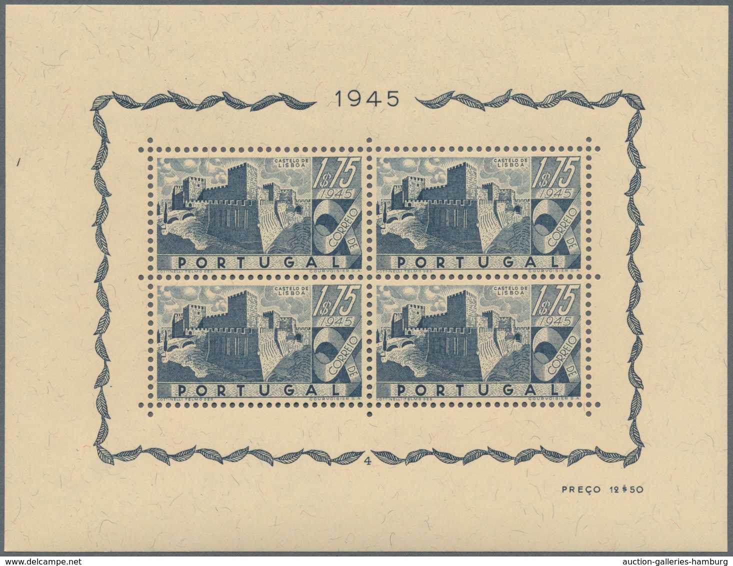 Portugal: 1946, Portuguese Castles ‚set Of Four‘ Miniature Sheets With Plate Numbers 1 To 4, Mint Ne - Briefe U. Dokumente