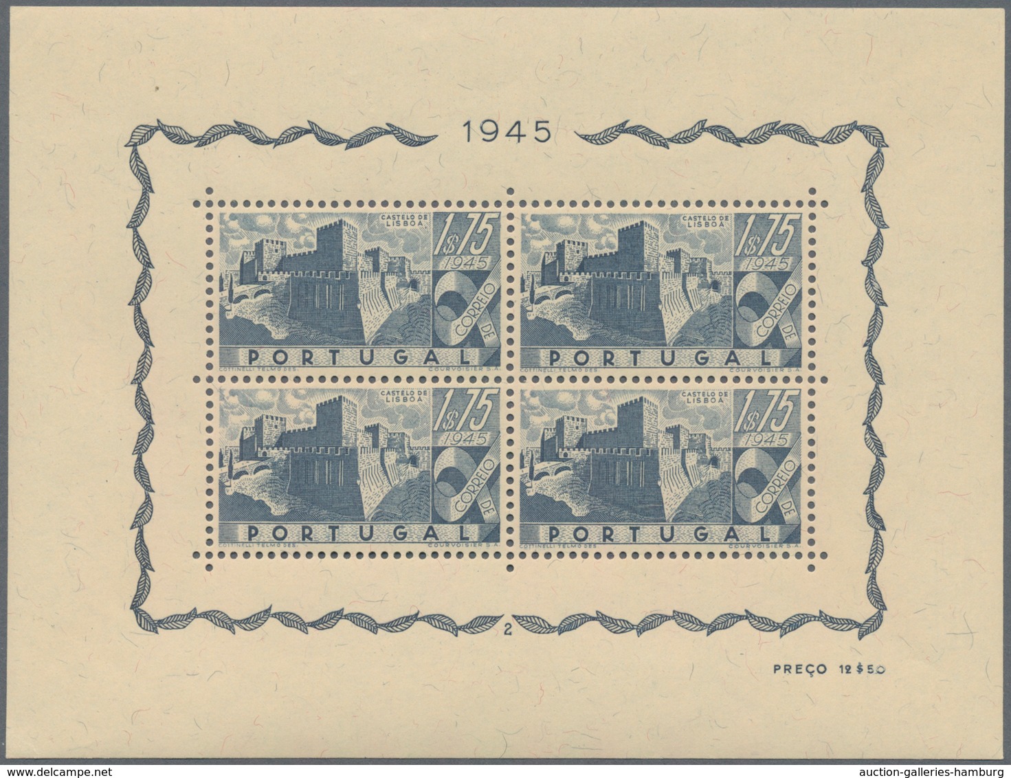 Portugal: 1946, Portuguese Castles ‚set Of Four‘ Miniature Sheets With Plate Numbers 1 To 4, Mint Ne - Covers & Documents