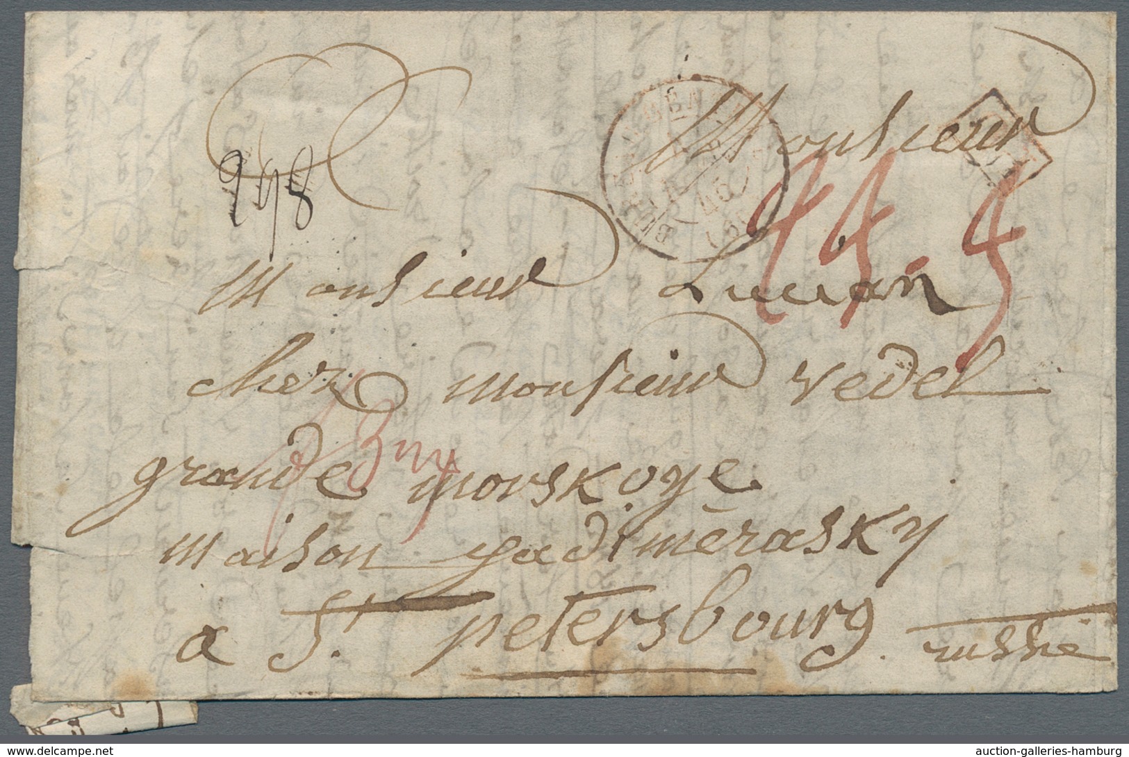 Russland - Vorphilatelie: 1845/56 four covers all sent from/to St. Petersburg with different cancels