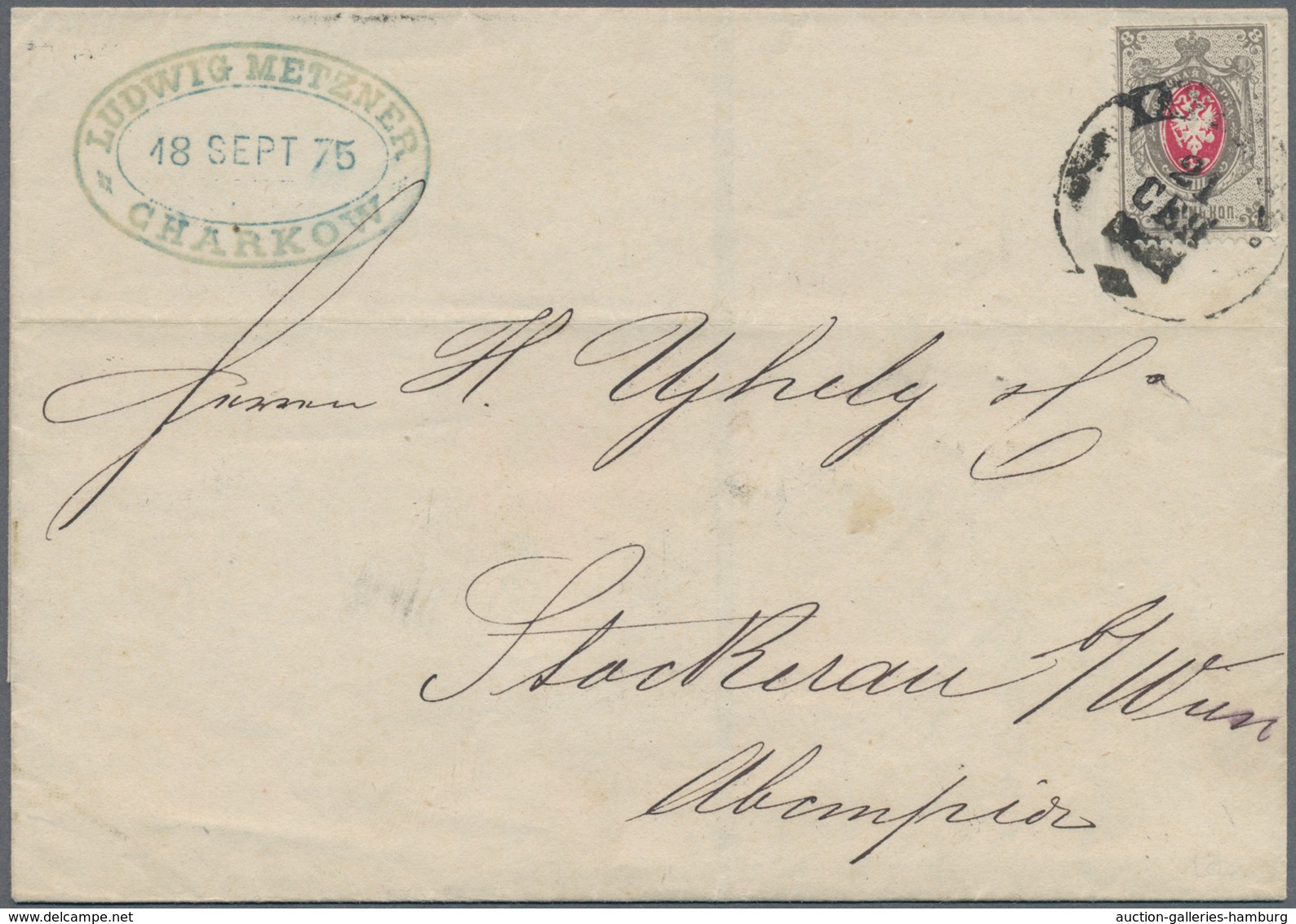 Russland: 1868/75 Two Letters Each Sent By Rail Mail, Once From Kharkov With Line 47 - 48 To Stocker - Lettres & Documents
