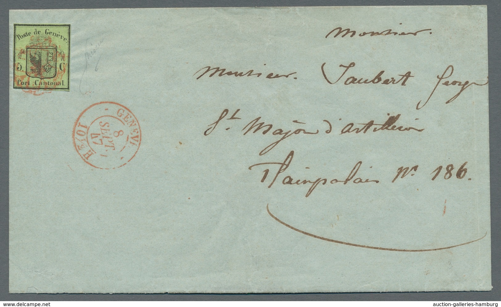 Schweiz - Genf: 1845, "5 C. Kleiner Adler", Farbfrischer Wert Mit Zarter Und übergehender Genfer Ros - 1843-1852 Federal & Cantonal Stamps