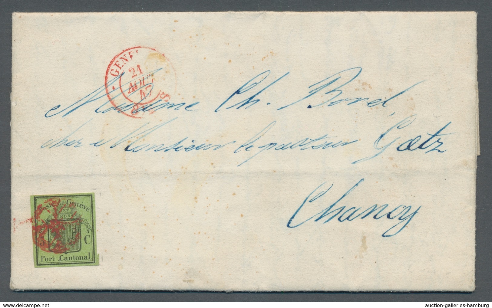 Schweiz - Genf: 1846, "5 C. Großer Adler", Farbfrischer Wert Mit Allseits Vollen/breiten Rändern Und - 1843-1852 Federal & Cantonal Stamps