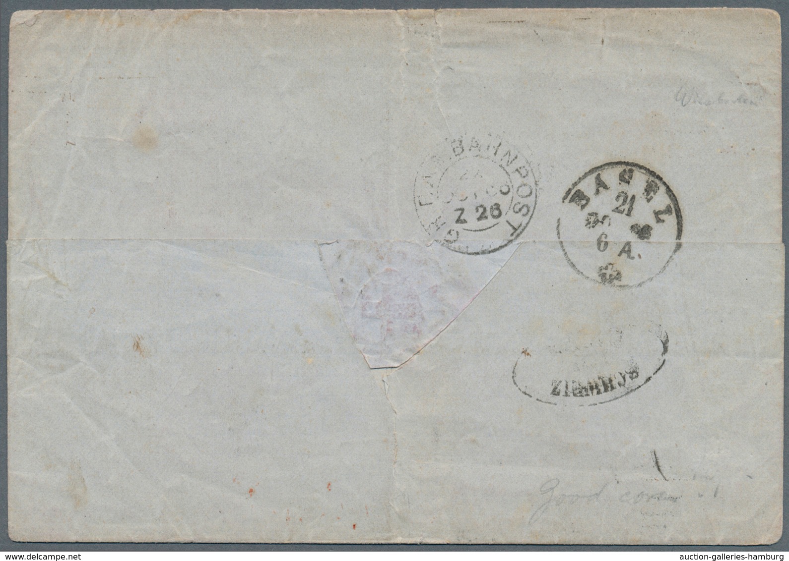 Schweiz: 1862 Sitzende Helvetia 60 Rp. Kupferbronze Zusammen Mit 30 Rp. Zinnober Auf Faltbriefhülle - Used Stamps
