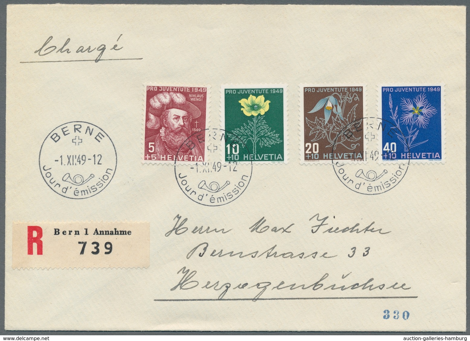 Schweiz: 1949, Pro Juventute 4 Werte Dreimal Komplett Auf 3 Verschiedenen Guterhaltenen Ersttagsbrie - Used Stamps