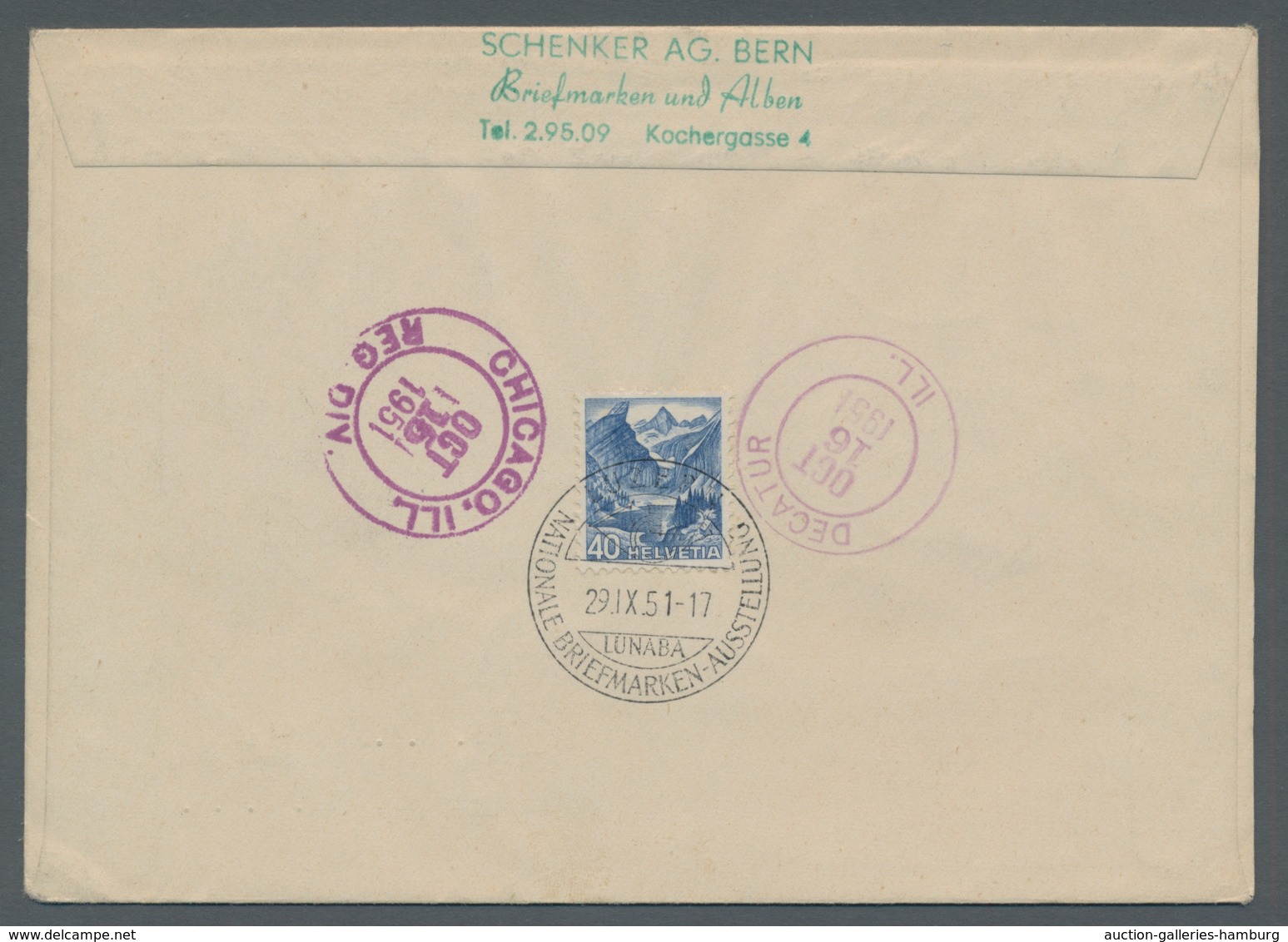 Schweiz: 1951, "LUNABA"-Block Mit ESST Auf FDC In Die Staaten, Tadellose Erhaltung, Mi. 280,--. - Used Stamps