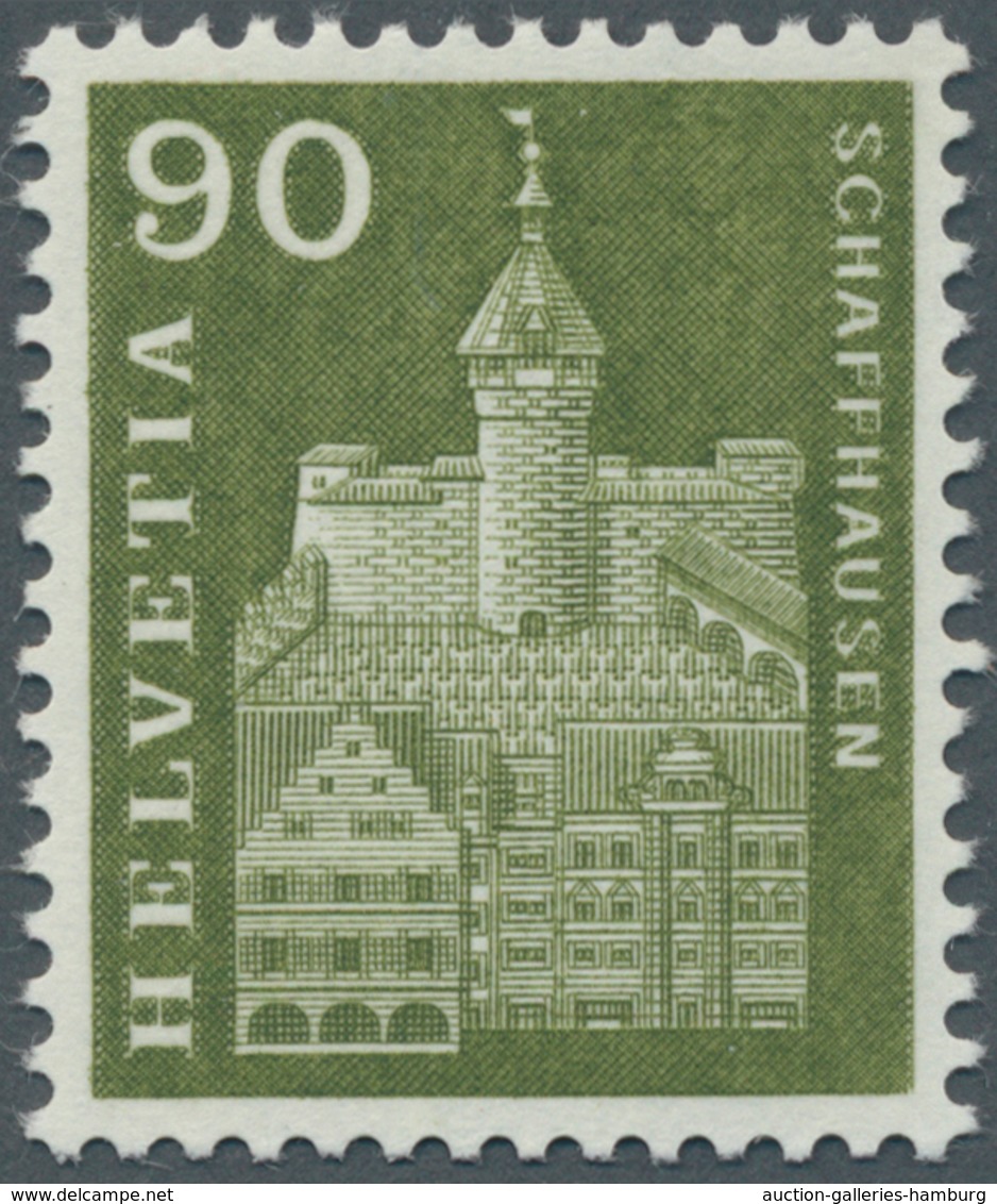 Schweiz: 1960, 90 Rp. Munot Zu Schaffhausen Mit Doppelprägung, Postfrisch, Unsigniert, Fotoattest Ma - Used Stamps