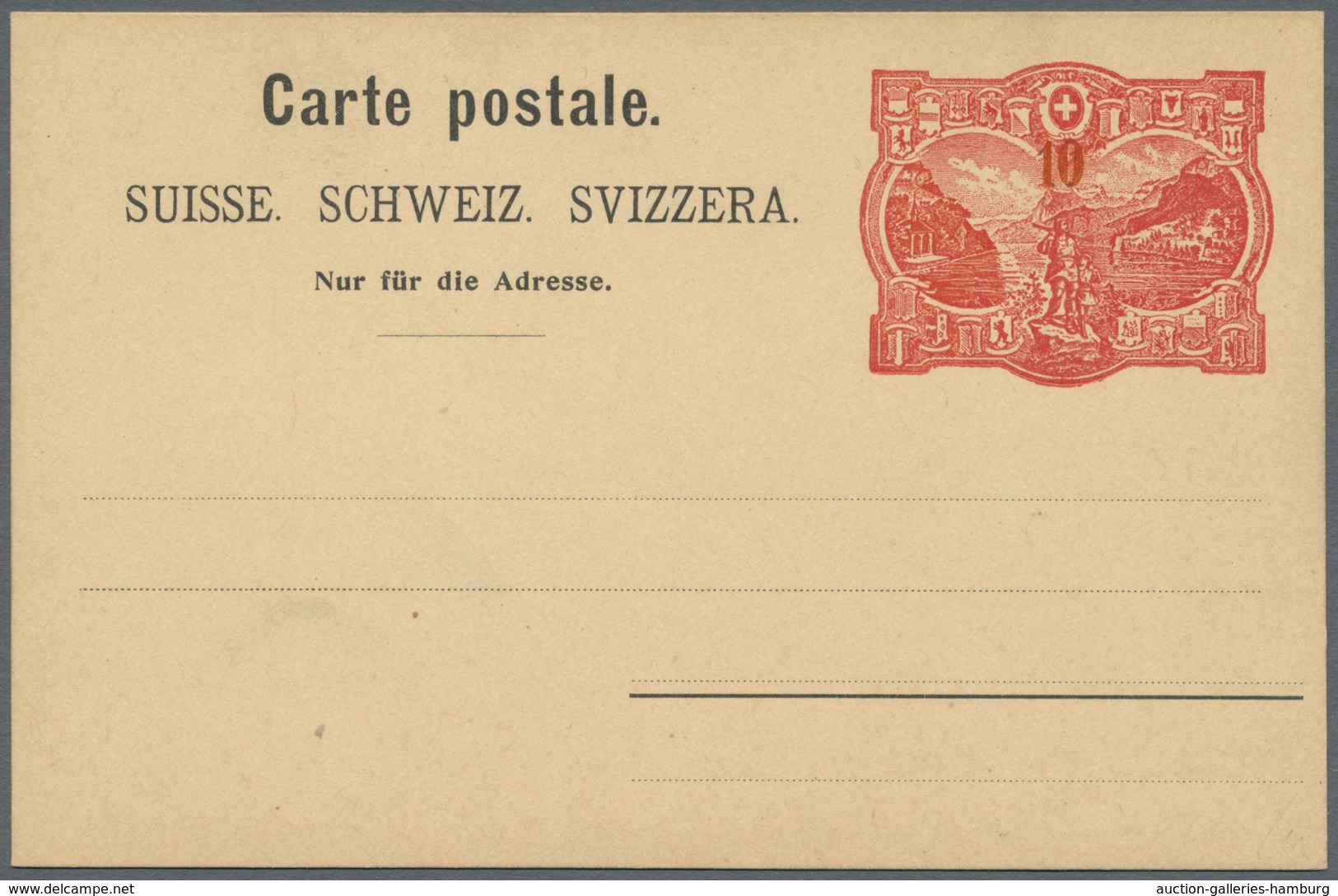 Schweiz - Ganzsachen: 1905, GANZSACHEN-Karte „RÜTLI-Essay" Zu 10 Rp. Mit Großem Wertschild 'Rütli, T - Ganzsachen