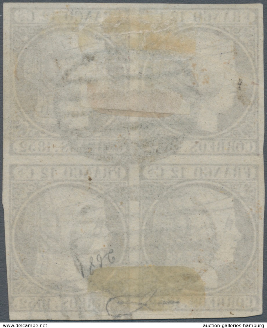 Spanien: 1852, 12cs. Lilac, Block Of Four, Fresh Colour, Some Unobstrusive Imperfections/repaired, N - Other & Unclassified