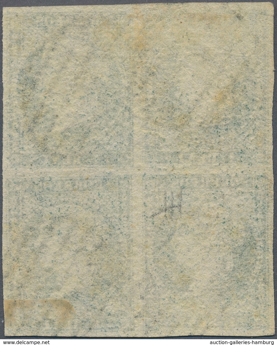 Spanien: 1856, Isabella 1 Real Green-blue With Watermark Crossed Lines On Transparent Rough Grey-whi - Sonstige & Ohne Zuordnung