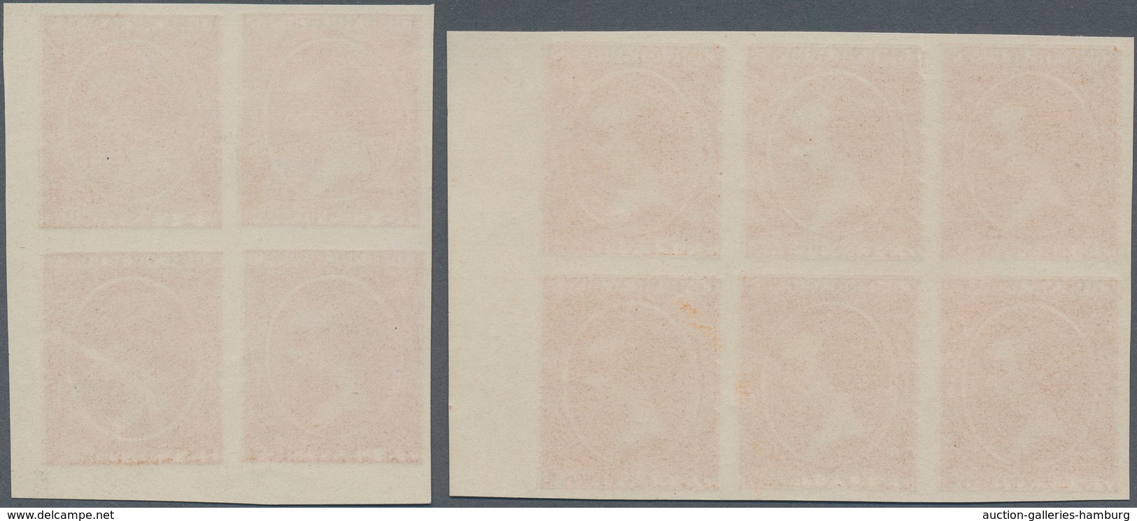 Spanien: 1889, King Alonso XIII. As Child 75c. Orange DOUBLE PRINT In Imperforate Blocks Of Four And - Other & Unclassified