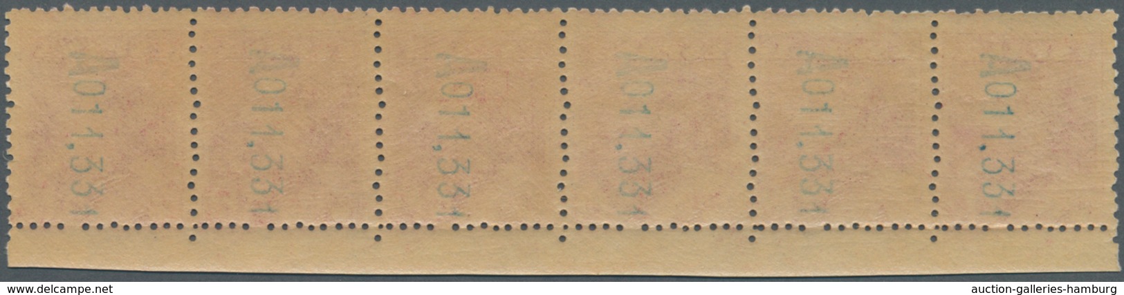 Spanien: 1925, King Alonso XIII. 4pta. Lilac-carmine Horizontal Strip Of Six From Lower Margin Centr - Sonstige & Ohne Zuordnung