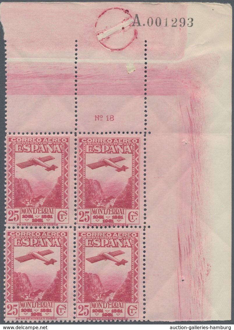 Spanien: 1931, 900 Years Montserrat Monastery Airmail Stamps Perf. 11¼ Complete Set Of Five In Block - Sonstige & Ohne Zuordnung