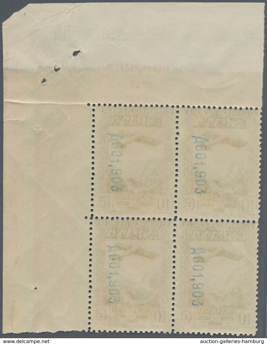 Spanien: 1931, 900 years Montserrat Monastery airmail stamps perf. 11¼ complete set of five in block