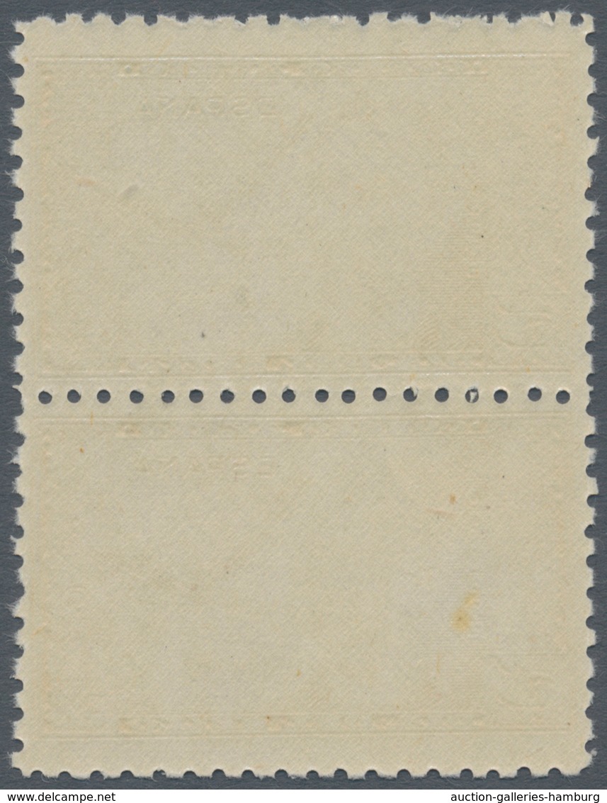 Spanien: 1944, Airmail Stamp 5pts. "Dr.Thebussem", Color Variety "yellow", Vertical Pair, Unmounted - Other & Unclassified
