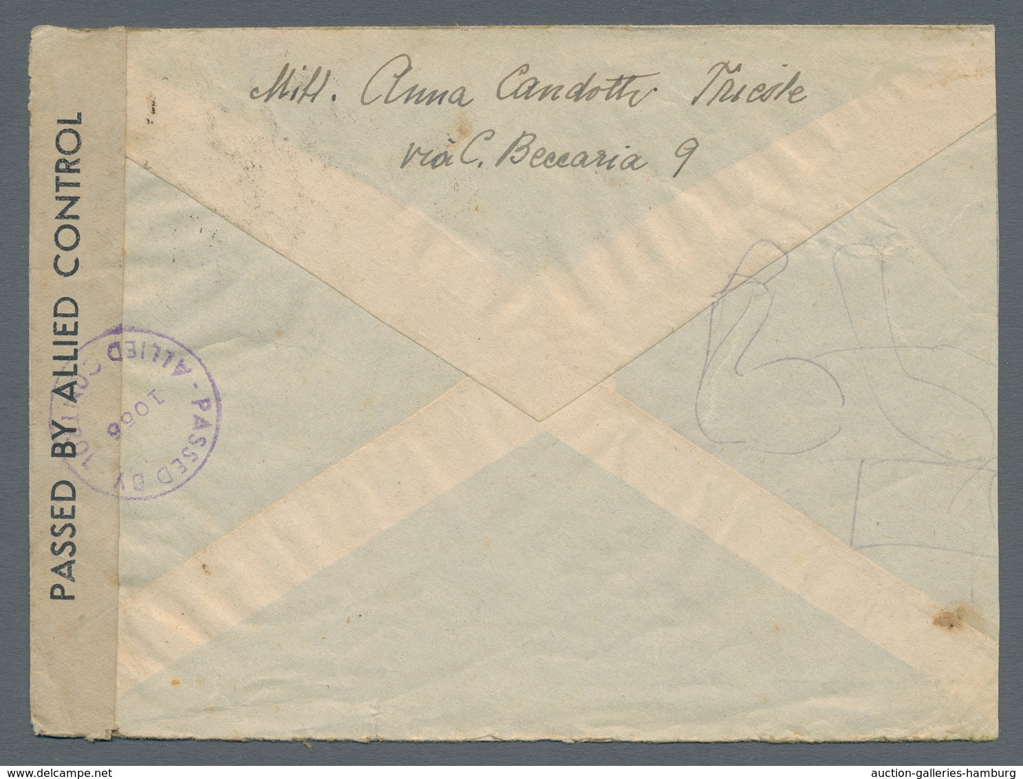 Triest - Julisch-Venetien (A.M.G.V.G.): 1945, Julisch-Venetia Cover With Strip Of Three Of The 5 Lir - Mint/hinged